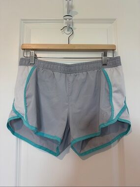 Old Navy Light Gray Athletic Shorts with Teal Trim